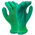 NMSAFETY 13 gauge green polyester liner gloves coated green foam latex gloves garden gloves